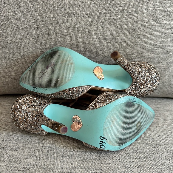 Betsey Johnson Stela Glitter Ankle-tie Pumps in Champagne - Picture 2 of 7